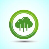 Cloud Icon Design Illustration, Weather Icon Sign, Green Color Button Design vector