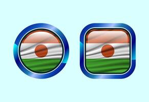 Glossy flag button of Niger, High quality web button design vector