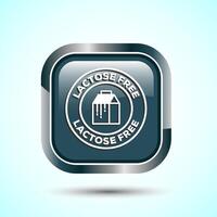 Lactose Free Icon Design Illustration, Healthy Food Concept, Gray Color Square Button Design vector