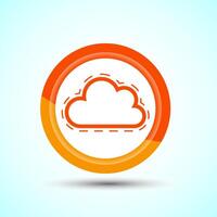 Cloud Icon Design Illustration, Weather Icon Sign, Orange Color Button Design vector