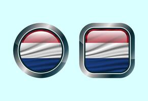 Glossy flag button of Netherlands, High quality web button design vector