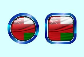 Glossy flag button of Oman, High quality web button design vector