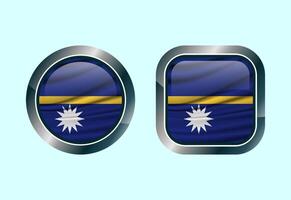 Glossy flag button of Nauru, High quality web button design vector