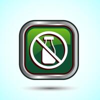Lactose Free Icon Design Illustration, Healthy Food Concept, Green Color Square Button Design vector