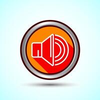 Volume Icon Design Illustration, Sound Icon For Apps and Websites, Orange Shadow Button Design vector