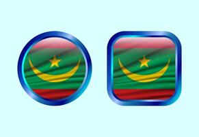 Glossy flag button of Mauritania, High quality web button design vector