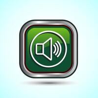 Volume Icon Design Illustration, Sound Icon For Apps and Websites, Green Color Square Button Design vector
