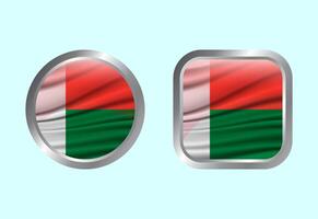 Glossy flag button of Madagascar, High quality web button design vector