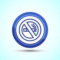 No Smoking Sign Icon Design Illustration, Icon For Apps and Websites, Blue Color Button Design vector