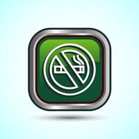 No Smoking Sign Icon Design Illustration, Icon For Apps and Websites, Green Color Square Button Design vector