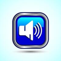 Volume Icon Design Illustration, Sound Icon For Apps and Websites, Blue Color Square Button Design vector