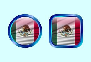 Glossy flag button of Mexico, High quality web button design vector