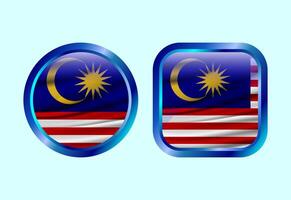 Glossy flag button of Malaysia, High quality web button design vector