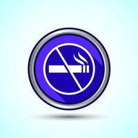 No Smoking Sign Icon Design Illustration, Icon For Apps and Websites, Blue Shadow Button Design vector