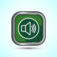 Volume Icon Design Illustration, Sound Icon For Apps and Websites, Green Shadow Button Design vector