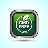 GMO Free Product Icon Design Illustration, Icon For Web and mobile application, Green Color Square Button Design vector