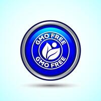 GMO Free Product Icon Design Illustration, Icon For Web and mobile application, Blue Color Round Button Design vector