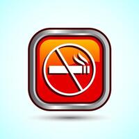 No Smoking Sign Icon Design Illustration, Icon For Apps and Websites, Orange Color Square Button Design vector