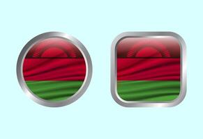 Glossy flag button of Malawi, High quality web button design vector