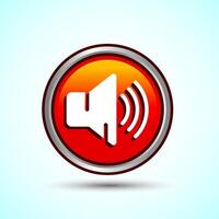 Volume Icon Design Illustration, Sound Icon For Apps and Websites, Orange Color Round Button Design vector