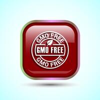 GMO Free Product Icon Design Illustration, Icon For Web and mobile application, Red Color Square Button Design vector