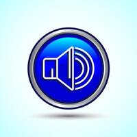 Volume Icon Design Illustration, Sound Icon For Apps and Websites, Blue Color Round Button Design vector