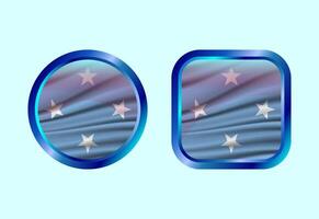 Glossy flag button of Micronesia, High quality web button design vector