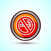 No Smoking Sign Icon Design Illustration, Icon For Apps and Websites, Orange Shadow Button Design vector