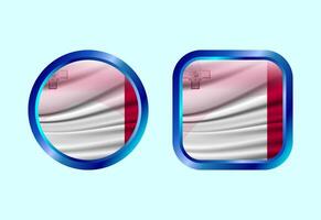 Glossy flag button of Malta, High quality web button design vector