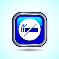 No Smoking Sign Icon Design Illustration, Icon For Apps and Websites, Blue Color Square Button Design vector