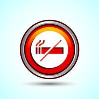 No Smoking Sign Icon Design Illustration, Icon For Apps and Websites, Orange Color Round Button Design vector