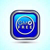 GMO Free Product Icon Design Illustration, Icon For Web and mobile application, Blue Color Square Button Design vector
