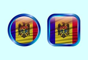 Glossy flag button of Moldova, High quality web button design vector