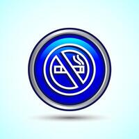 No Smoking Sign Icon Design Illustration, Icon For Apps and Websites, Blue Color Round Button Design vector