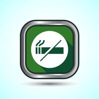 No Smoking Sign Icon Design Illustration, Icon For Apps and Websites, Green Shadow Button Design vector