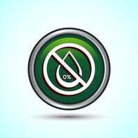 Alcohol Free Icon Design Illustration, No Alcohol Sign, Green Color Round Button Design vector