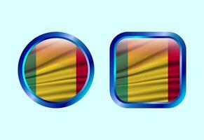 Glossy flag button of Mali, High quality web button design vector