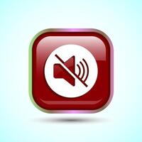 Volume Icon Design Illustration, Sound Icon For Apps and Websites, Red Color Square Button Design vector
