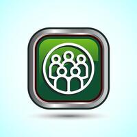 Teamwork Icon Design Illustration, Cooperation Icon For Apps and Websites, Green Color Square Button Design vector