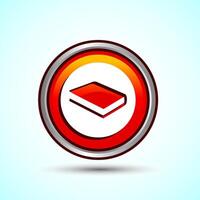 Book Icon Design Illustration, Book Icon For Apps and Websites, Orange Color Round Button Design vector