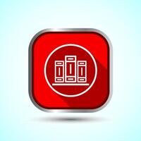 Book Icon Design Illustration, Book Icon For Apps and Websites, Red Shadow Button Design vector