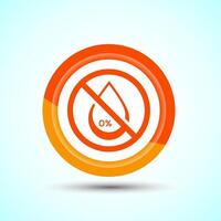 Alcohol Free Icon Design Illustration, No Alcohol Sign, Orange Color Button Design vector