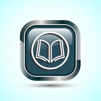 Book Icon Design Illustration, Book Icon For Apps and Websites, Gray Color Square Button Design vector