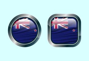 Glossy flag button of New Zealand, High quality web button design vector