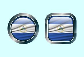 Glossy flag button of Nicaragua, High quality web button design vector