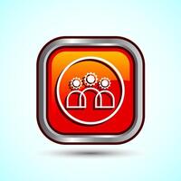Teamwork Icon Design Illustration, Cooperation Icon For Apps and Websites, Orange Color Square Button Design vector