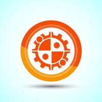 Teamwork Icon Design Illustration, Cooperation Icon For Apps and Websites, Orange Color Button Design vector