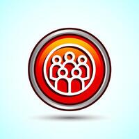 Teamwork Icon Design Illustration, Cooperation Icon For Apps and Websites, Orange Color Round Button Design vector