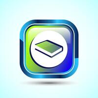 Book Icon Design Illustration, Book Icon For Apps and Websites, Glossy Square Button Design vector