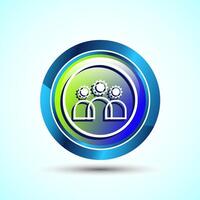 Teamwork Icon Design Illustration, Cooperation Icon For Apps and Websites, Glossy Round Button Design vector